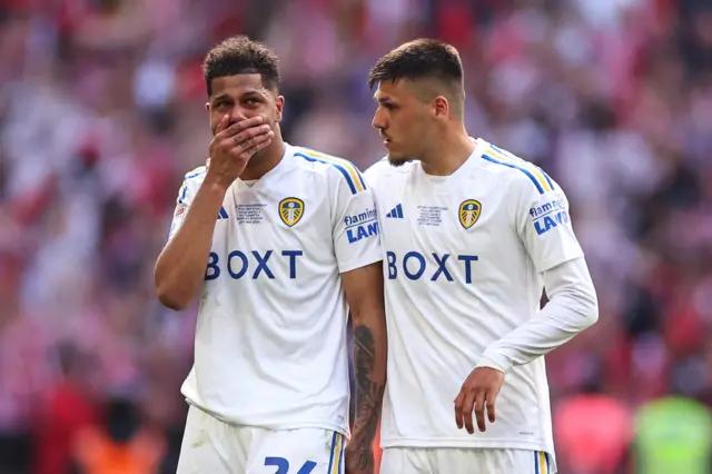 Georginio Rutter and Archie Gray at Wembley during the 2024 play-off final defeat to Southampton