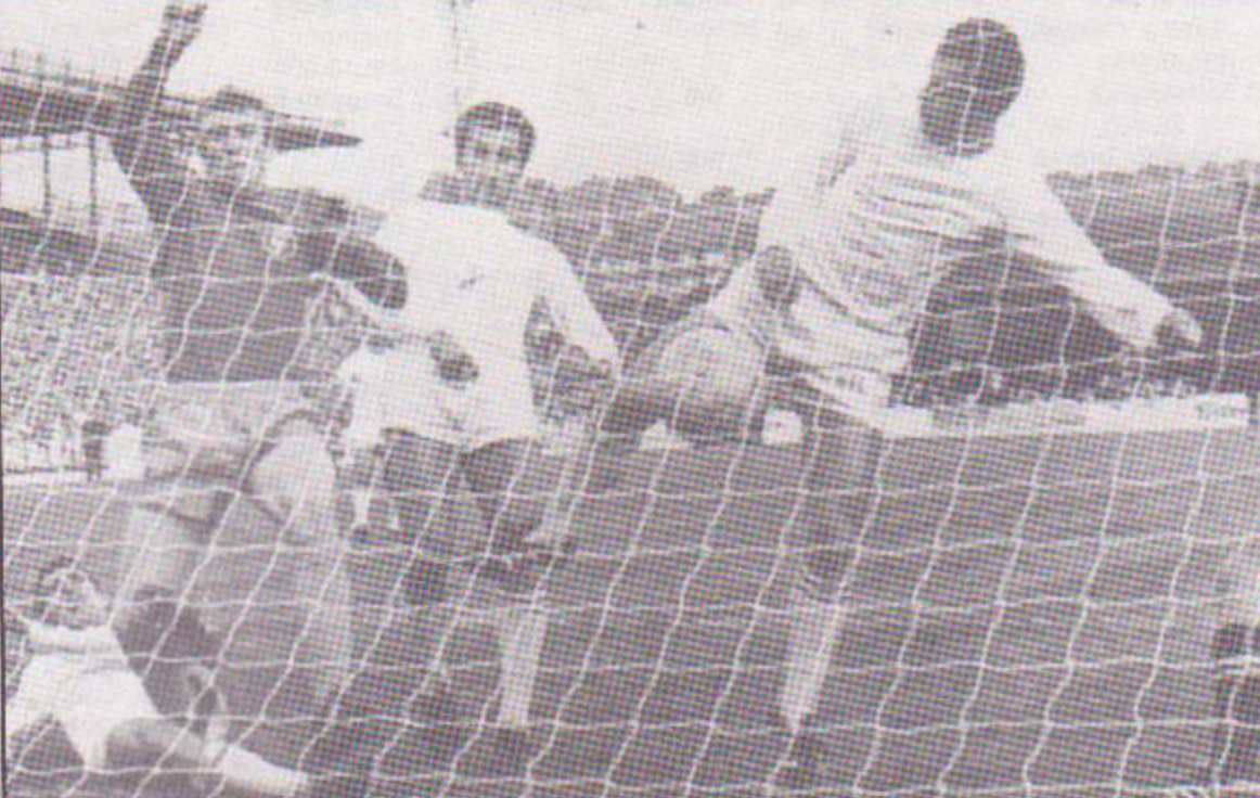 Mick Jones scores against Ferencváros in the 1968 Inter-Cities Fairs Cup final at Elland Road