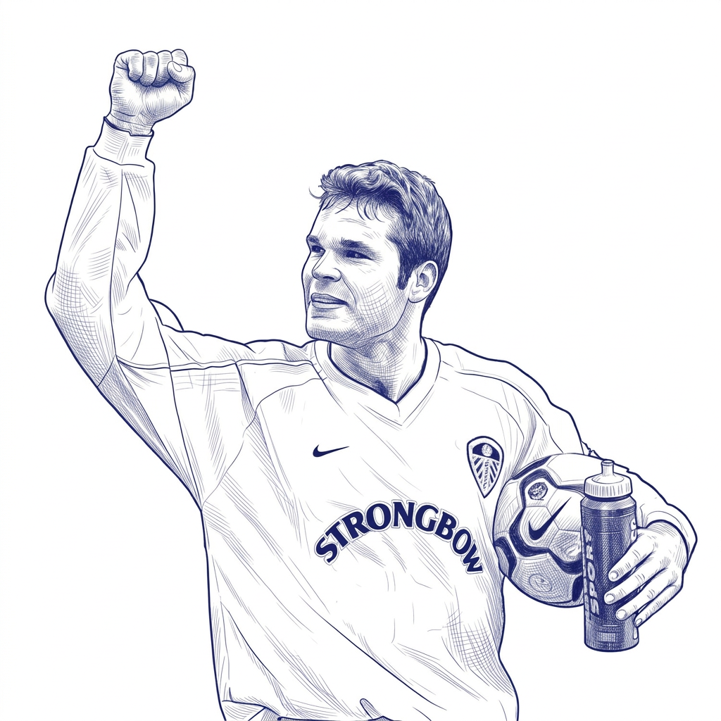 Illustration of Mark Viduka celebrating for Leeds United