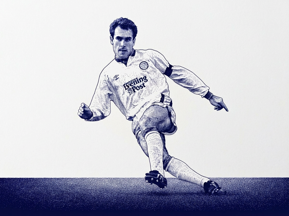 Illustration of Leeds United full-back Tony Dorigo