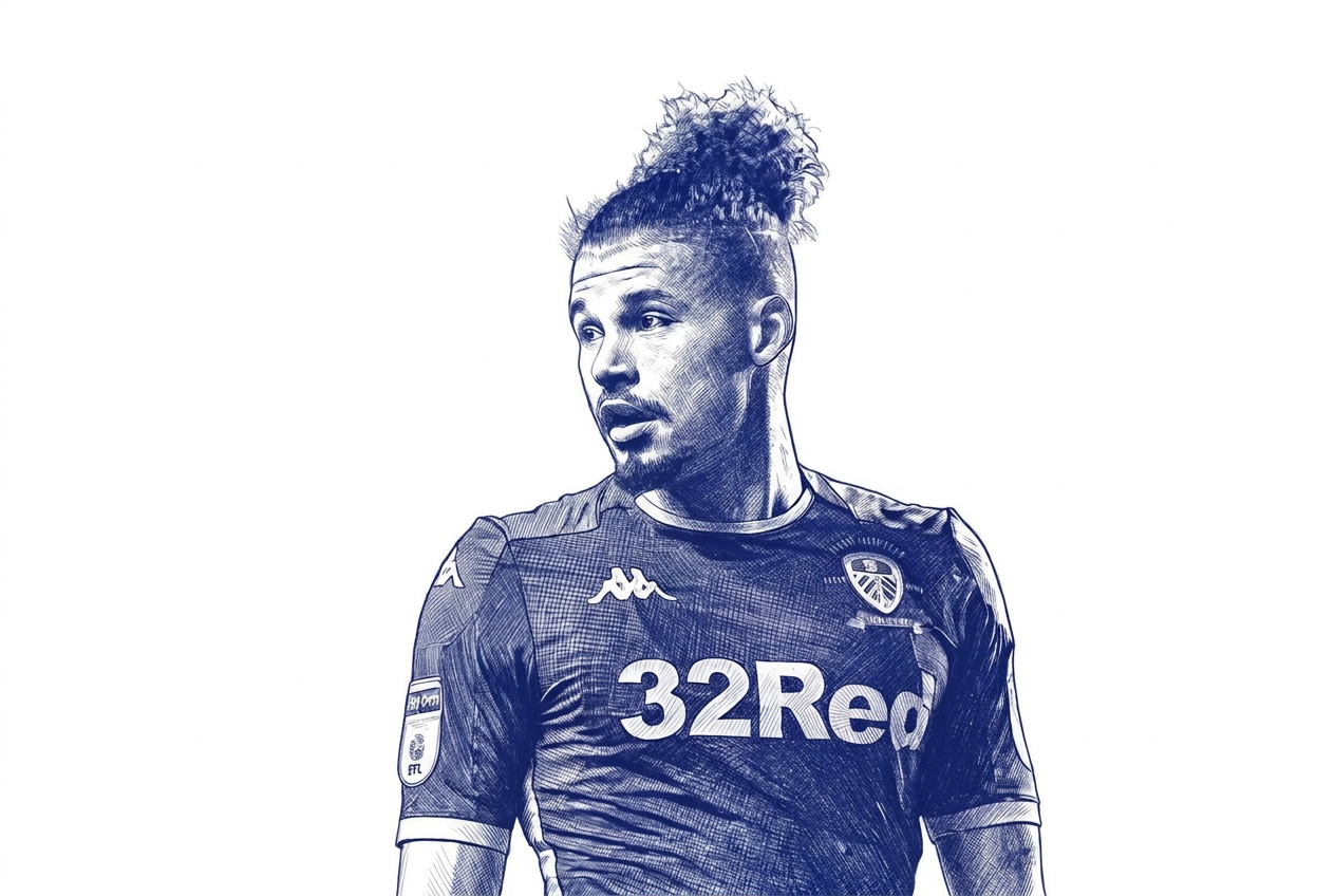 Illustration of Kalvin Phillips in a Leeds United shirt