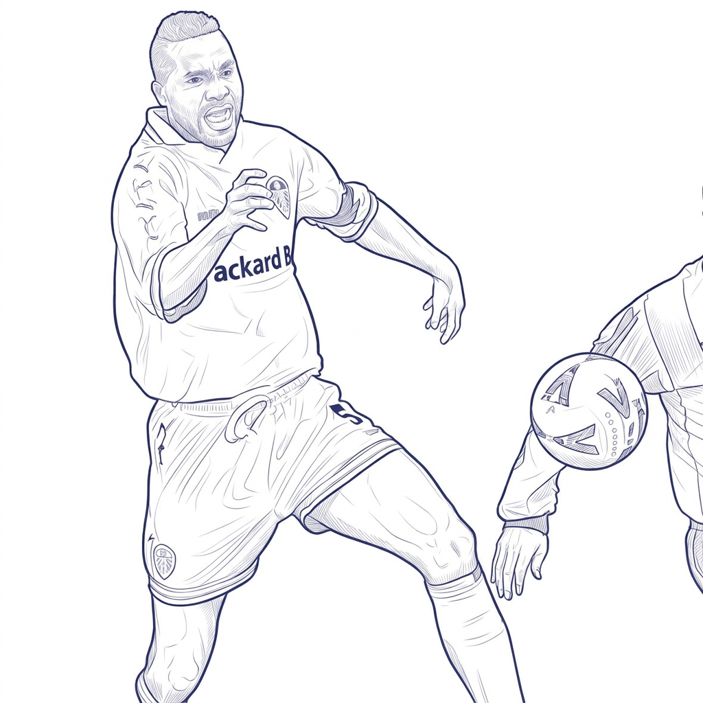 Illustration of Lucas Radebe playing for Leeds United